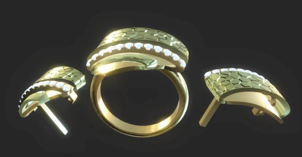 set ring and earring rablick 3d print model 3D Print Model .c4d .max .obj .3ds .fbx .stl .blend