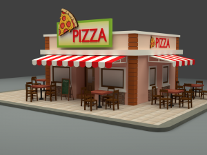 cartoon pizza house 3D Model