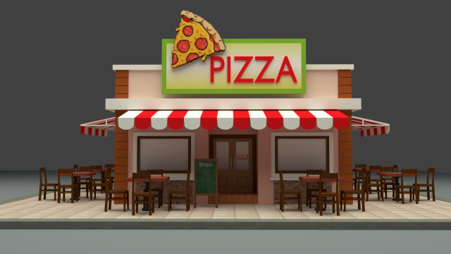 cartoon pizza house 3D Model .c4d .max .obj .3ds .fbx .stl .blend 