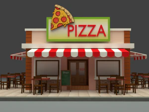 karikat&uuml;r pizza evi 3D Model