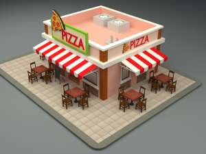 cartoon pizza house 3D Model