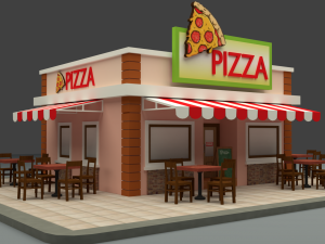 cartoon pizza house 3D Model