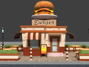 cartoon burger house 3D 모델
