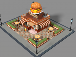 cartoon burger house 3D Model