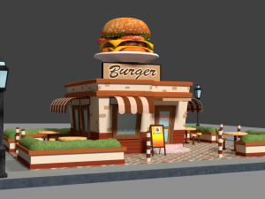 cartoon burger house 3D Model