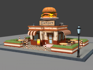 cartoon burger house 3D Model