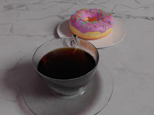 3d donut with coffee 3D Model