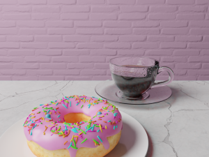3d donut with coffee Model 3D
