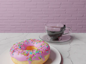 3d donut with coffee 3D Model