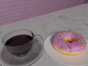 3d donut with coffee Model 3D