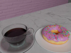 3d donut with coffee 3D Model