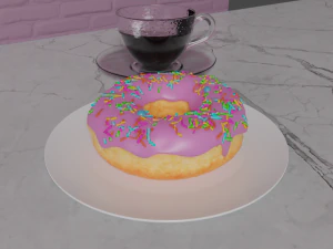 3d donut with coffee 3D Model