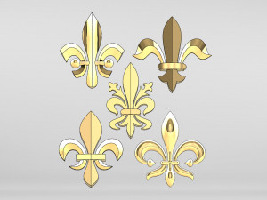 collection of 5 lys flower fleur de lys Modelo de impresión 3D