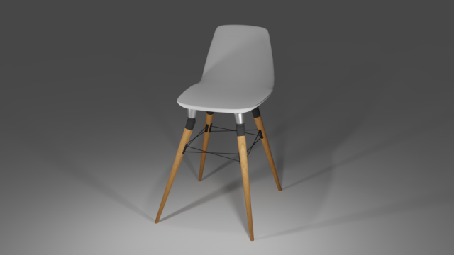 modern white chair with wooden legs 3D Model .c4d .max .obj .3ds .fbx .stl .blend 