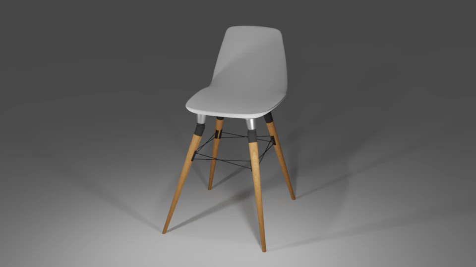 modern white chair with wooden legs 3D Model .c4d .max .obj .3ds .fbx .stl .blend