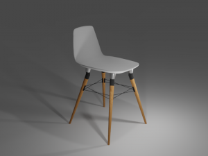 modern white chair with wooden legs 3D Model