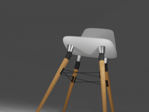 modern white chair with wooden legs 3D Model