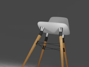 modern white chair with wooden legs 3D Model
