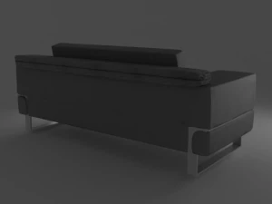black leather modern couch 3D Model