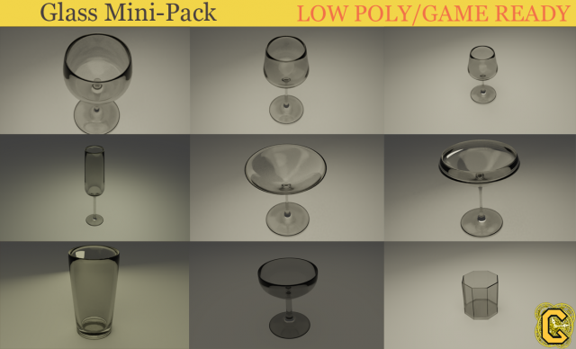 glass mini-pack 3D Model .c4d .max .obj .3ds .fbx .stl .blend 