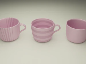 cups with glasses full pack 3D Model
