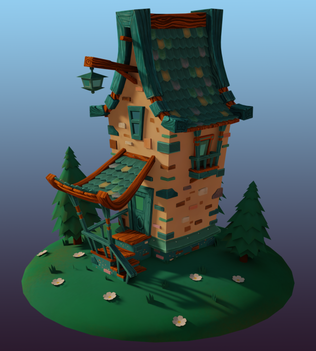 cute house Modello 3D .c4d .max .obj .3ds .fbx .stl .blend 