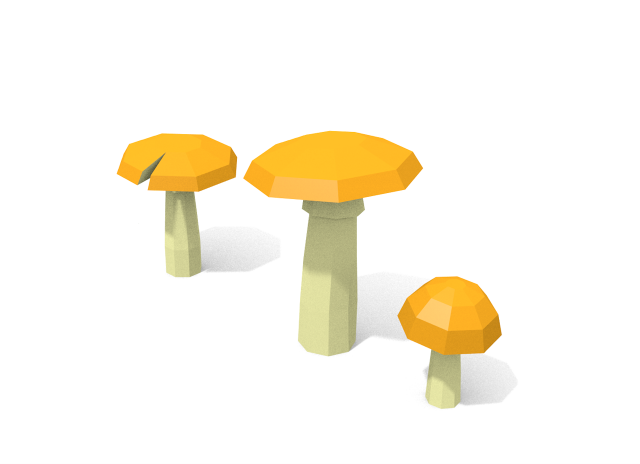 low poly mushrooms amanita caesarea Modelo 3D .c4d .max .obj .3ds .fbx .stl .blend 