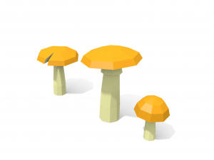 low poly mushrooms amanita caesarea 3D Model