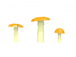 low poly mushrooms amanita caesarea 3D Model