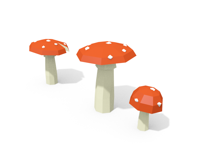 low poly mushrooms amanita muscaria 3D Model .c4d .max .obj .3ds .fbx .stl .blend 