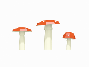 low poly mushrooms amanita muscaria 3D Model