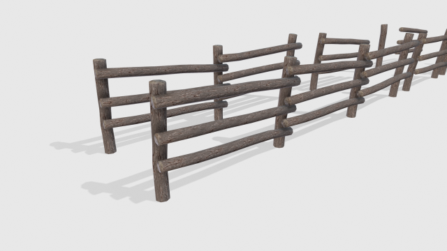 log fence assets 3D मॉडल .c4d .max .obj .3ds .fbx .stl .blend 