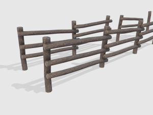 log fence assets 3D Model
