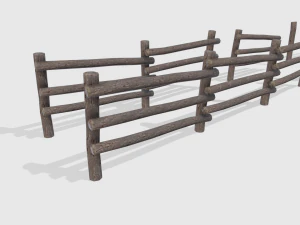 активы бревенчатого забора 3D Модель