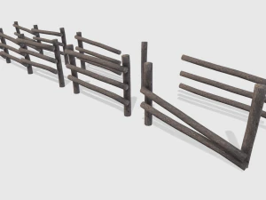 log fence assets 3D Model