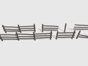 log fence assets 3D Model