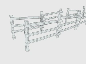 log fence assets 3D Model