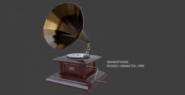 gramophone phonograph 3D Model .c4d .max .obj .3ds .fbx .stl .blend 