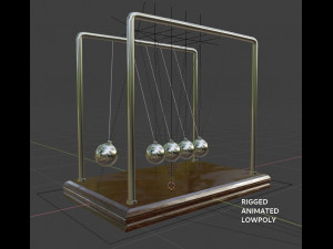 newtons pendulum cradle ball rigged animated lowpoly pbr low-poly 3D Model