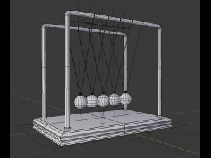 newtons pendulum cradle ball rigged animated lowpoly pbr low-poly 3D Model
