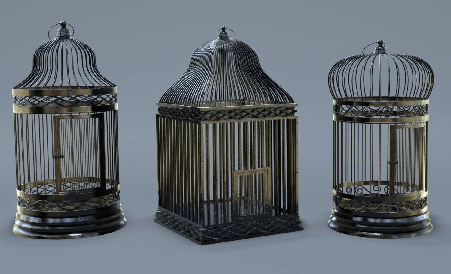 Bird cage Collection 3D Model .c4d .max .obj .3ds .fbx .stl .blend 