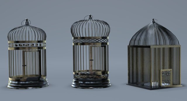 Bird cage Collection Low-poly 3Dモデル .c4d .max .obj .3ds .fbx .stl .blend 