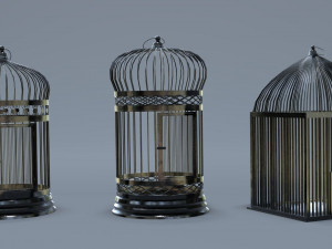 Bird cage Collection Low-poly 3D Model