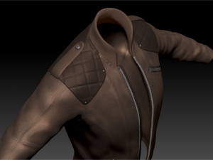 mens casual leather jacket high poly Model 3D