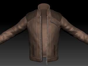 mens casual leather jacket high poly Model 3D