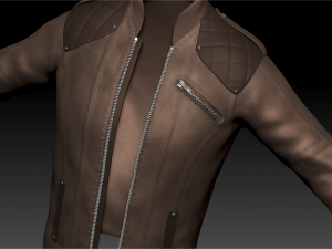 mens casual leather jacket high poly Model 3D