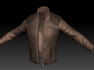 mens casual leather jacket high poly Model 3D