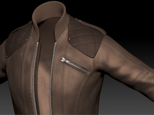 mens casual leather jacket high poly Model 3D