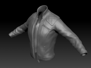 mens casual leather jacket high poly Model 3D