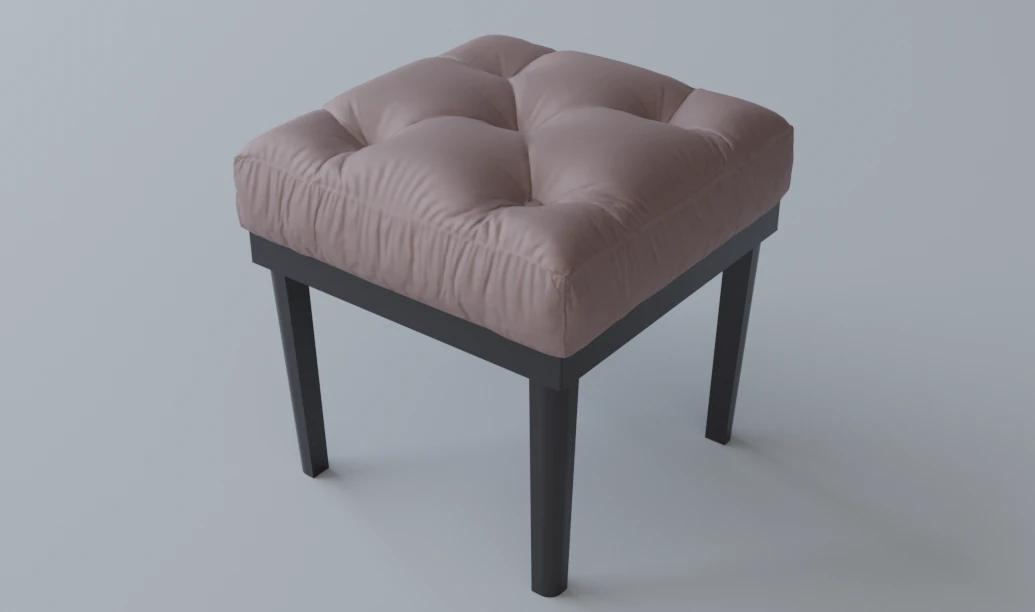 tufted ottoman stool low poly pbr 3D Model .c4d .max .obj .3ds .fbx .stl .blend 